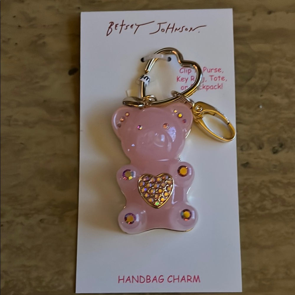 Betsey Johnson Pink Bear Handbag Charm